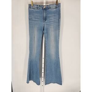 Tractr Women's Blue Medium-Wash Mid-Rise Flared Jeans Size 29